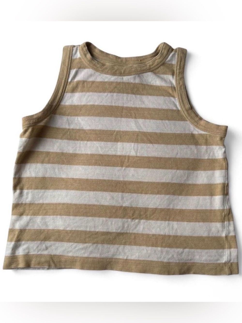Womens Striped Tank Top - Beige & White